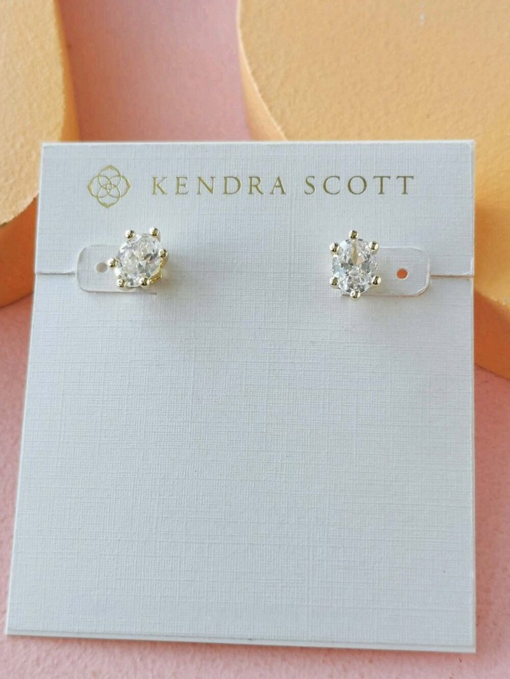 Kendra Scott Cailin Gold White Crystal Stud Earrings